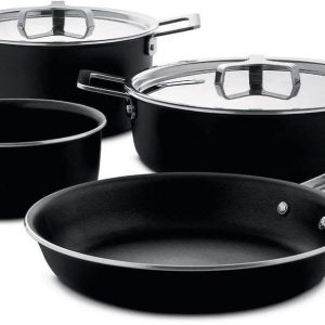 Alessi Cookware set Pots&Pans - AJM100S6 A - Black - 4 piece set - by Jasper Morrison