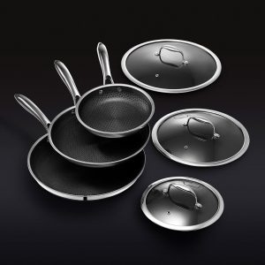 Hybrid Fry Pan Set with Lids, 6-pc